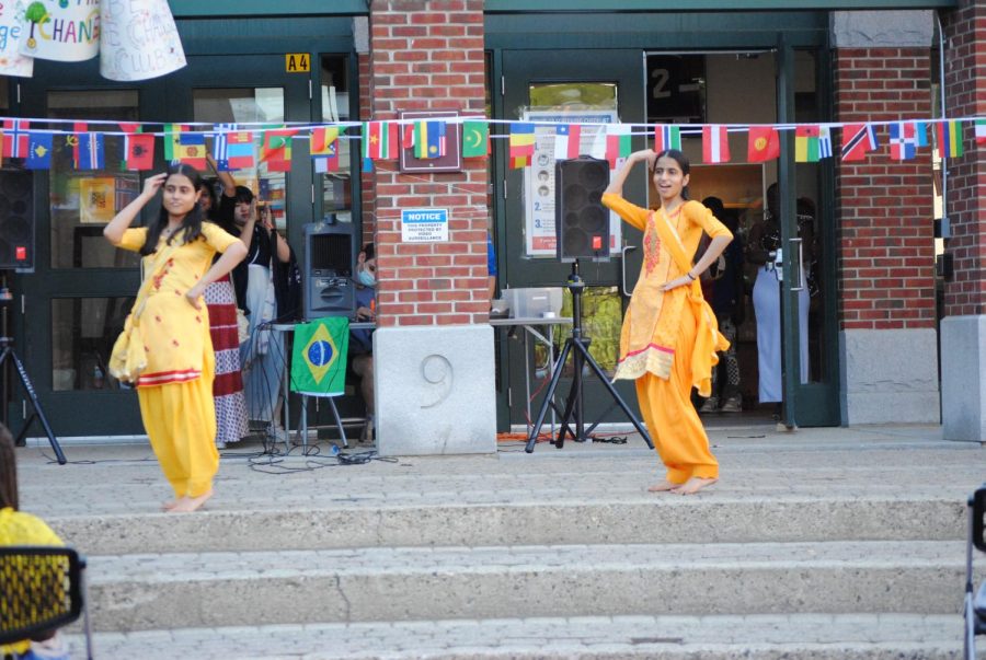 Sisters Arshdeep Kaur and Gursimran Kaur from India perform a dance at last years International Night. 