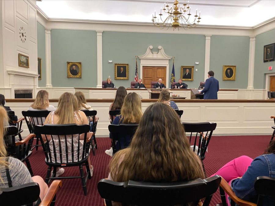 Members of Feminism Now! and Strong Women Leaders Club heard an oral argument and toured the New Hampshire Supreme Court Tuesday, May 10.