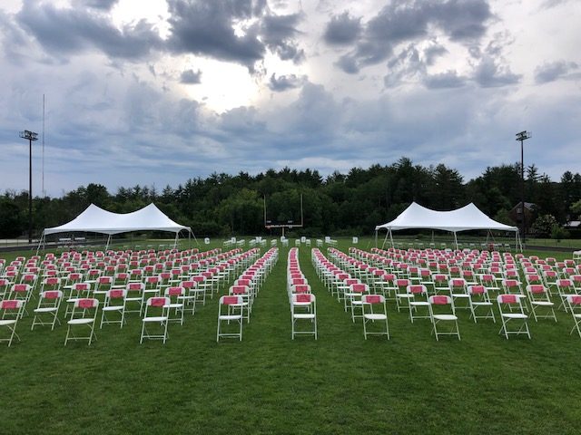 Memorial Field will be set up exactly like this on June 18, with each seat taken by a robed graduate.