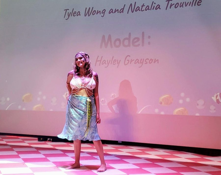 Hayley Grayson models the Mermaid look created by Tylea Wong and Natalia Trouville at the Mythical Hair! Hair Show 2022 at Concord High School.