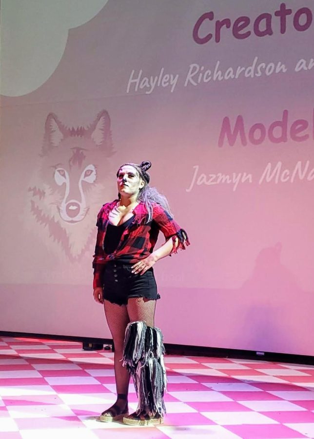 Jazmyn McNamara models the She-Wolf look created by Hayley Richardson and Olivia Little at the Mythical Hair! Hair Show 2022 at Concord High School.