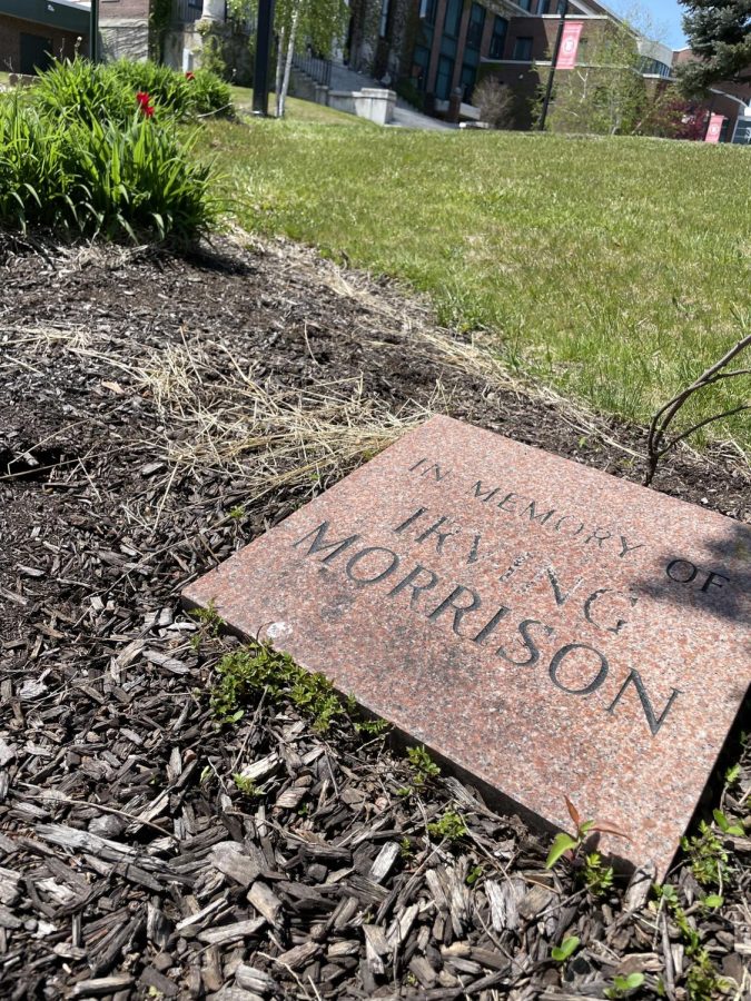 A stone by main entrance to campus honors beloved long-time substitute Irving Morrison, who was adored by students and staff alike.