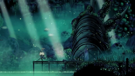 One of the areas in Hollow Knight is Greenpath, shown here in a screenshot posted on hollowknight.fandom.com.